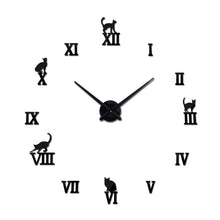 Load image into Gallery viewer, Design large decorative  s brief design   clocks digital watch quartz living room   cat wall stickers
