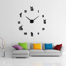 Load image into Gallery viewer, Design large decorative  s brief design   clocks digital watch quartz living room   cat wall stickers
