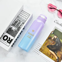 Load image into Gallery viewer, 480ML Insulated Thermals Milk&amp;Coffee Cup18/8 Stainless Steel Thermos Straw Water Bottle Gradient Sports Vacuum Flask
