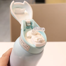 Load image into Gallery viewer, 480ML Insulated Thermals Milk&amp;Coffee Cup18/8 Stainless Steel Thermos Straw Water Bottle Gradient Sports Vacuum Flask
