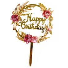 Load image into Gallery viewer, Hot Sell Cake Topper Happy Birthday Anniversary Party Gold Silver Cake Insert Acrylic Cake Decoration Wedding Cake Dessert Decor
