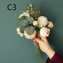 Load image into Gallery viewer, Artificial Flower Dandelion Eucalyptus Hybrid Bouquet Wedding Home Decoration Green Artificial Plant Fake Flower

