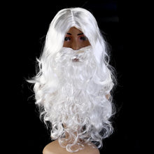 Load image into Gallery viewer, Silk Deluxe White Santa Fancy Dress Costume Wizard Wig and Beard Set 40cm Christmas Halloween
