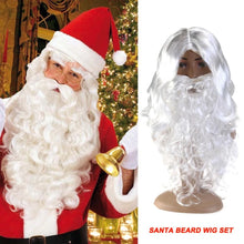 Load image into Gallery viewer, Silk Deluxe White Santa Fancy Dress Costume Wizard Wig and Beard Set 40cm Christmas Halloween
