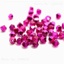 Load image into Gallery viewer, Red Copper Color 100pcs 4mm Bicone Austria Crystal Beads Charm Glass bead Loose Spacer Stone for DIY Jewelry Making

