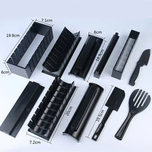 Load image into Gallery viewer, 11Pcs/Set Sushi Maker Equipment Kit,Japanese Rice Ball Cake Roll Mold Sushi Multifunctional Mould Making Sushi Tools
