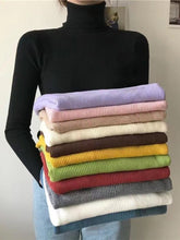 Load image into Gallery viewer, Simple Women Turtleneck Sweater Winter Fashion Pullover Elastic Knit Ladies Jumper Casual Solid Black Female Basic Tops
