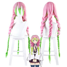 Load image into Gallery viewer, Hair Kanroji Mitsuri Wig Kimetsu No Yaiba Demon Slayer Cosplay Wigs Pink Green Gradient Synthetic Heat Resistant Hair
