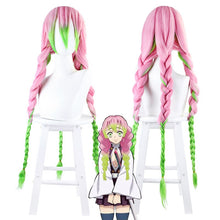 Load image into Gallery viewer, Hair Kanroji Mitsuri Wig Kimetsu No Yaiba Demon Slayer Cosplay Wigs Pink Green Gradient Synthetic Heat Resistant Hair
