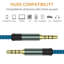 Load image into Gallery viewer, Jack 3.5mm AUX Cable Audio Cable 3.5 mm Jacks Speaker Cable 4 Poles Nylon Braided for Headphones Car MP3 Cord Extension male
