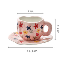 Load image into Gallery viewer, Japanese Hand Painted The Blue Sky and White Clouds Coffee Cup With Saucer Ceramic Handmade Tea Cup Saucer Set Cute Gift For Her
