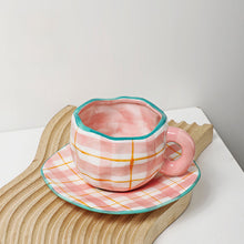 Load image into Gallery viewer, Japanese Hand Painted The Blue Sky and White Clouds Coffee Cup With Saucer Ceramic Handmade Tea Cup Saucer Set Cute Gift For Her
