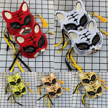 Load image into Gallery viewer, Japanese Mask Half Face Hand-painted Cat Fox Mask Anime Demon Slayer Masquerade Halloween Festival Cosplay Prop
