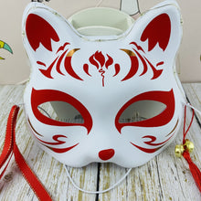 Load image into Gallery viewer, Japanese Mask Half Face Hand-painted Cat Fox Mask Anime Demon Slayer Masquerade Halloween Festival Cosplay Prop
