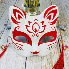 Load image into Gallery viewer, Japanese Mask Half Face Hand-painted Cat Fox Mask Anime Demon Slayer Masquerade Halloween Festival Cosplay Prop

