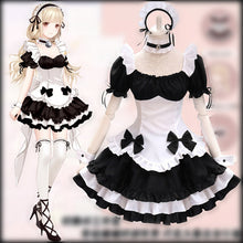Load image into Gallery viewer, Black White Chocolate Halloween Costumes French Bowknot Maid Skirt Girls Woman Amine Cosplay Costume Waitress Party Costumes
