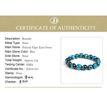 Load image into Gallery viewer, High Quality Blue Tiger Eye Buddha Bracelets Natural Stone Round Beads Elasticity Rope Men Women Bracelet
