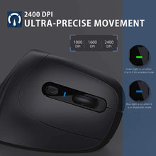 Load image into Gallery viewer, Bluetooth Ergonomic Mouse Magic Vertical Wireless Bluetooth &amp; 2.4G USB Mouse for Laptop Computer Tablet Slient Mice
