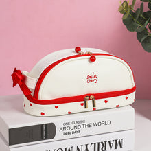 Load image into Gallery viewer, Pencil Case Large Capacity Cherry Double-Layer Portable Strawberry Love PU Pencil Bag
