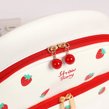 Load image into Gallery viewer, Pencil Case Large Capacity Cherry Double-Layer Portable Strawberry Love PU Pencil Bag
