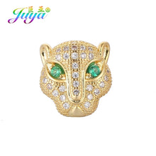Load image into Gallery viewer, DIY Lion Panther Tiger Leopard Head Beads AAA Zircon Copper Animal Charm Beads For Natural Stones Beadwork Jewelry Making
