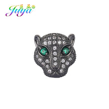 Load image into Gallery viewer, DIY Lion Panther Tiger Leopard Head Beads AAA Zircon Copper Animal Charm Beads For Natural Stones Beadwork Jewelry Making
