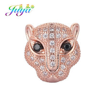 Load image into Gallery viewer, DIY Lion Panther Tiger Leopard Head Beads AAA Zircon Copper Animal Charm Beads For Natural Stones Beadwork Jewelry Making
