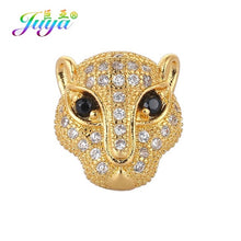 Load image into Gallery viewer, DIY Lion Panther Tiger Leopard Head Beads AAA Zircon Copper Animal Charm Beads For Natural Stones Beadwork Jewelry Making
