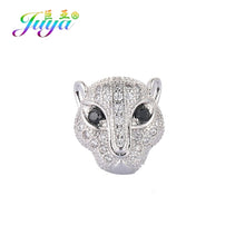 Load image into Gallery viewer, DIY Lion Panther Tiger Leopard Head Beads AAA Zircon Copper Animal Charm Beads For Natural Stones Beadwork Jewelry Making
