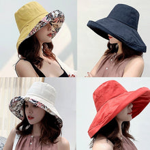 Load image into Gallery viewer, K34 Women's hat Bucket hat Fashion Panama Anti-UV Summer Hat Big Brim Hat Double-Sided Fisherman Hat Sun Protection Sun Visor
