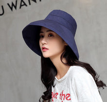 Load image into Gallery viewer, K34 Women's hat Bucket hat Fashion Panama Anti-UV Summer Hat Big Brim Hat Double-Sided Fisherman Hat Sun Protection Sun Visor
