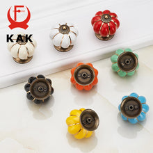 Load image into Gallery viewer, Doorknob Pumpkin Ceramic Handles 40mm Drawer Knobs Cupboard Door Handles Single Hole Cabinet Handles with screws Furniture Handles
