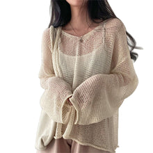 Load image into Gallery viewer, Lazy Style Full Sleeves Jumpers Tops Hollow Out Sexy Women Fashion Casual Streetwear Chic Femme Sweaters Pullovers
