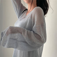 Load image into Gallery viewer, Lazy Style Full Sleeves Jumpers Tops Hollow Out Sexy Women Fashion Casual Streetwear Chic Femme Sweaters Pullovers
