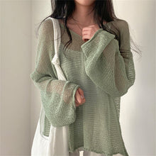 Load image into Gallery viewer, Lazy Style Full Sleeves Jumpers Tops Hollow Out Sexy Women Fashion Casual Streetwear Chic Femme Sweaters Pullovers
