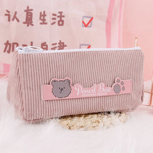 Load image into Gallery viewer, Pencil Case Large Capacity Pencil Cases Zipper Corduroy Pen Bag Korean School Supplies
