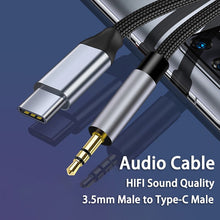 Load image into Gallery viewer, Kebiss Type C Male to 3.5mm Male Jack AUX Audio Cable Car Speaker Headphone Adapter for Samsung Xiaomi Huawei Type-C Converter
