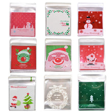 Load image into Gallery viewer, Christmas Candy Cookie Gift Bags 10cm Plastic Self-adhesive Biscuits Snack Packaging Bag Cartoon Wedding Party Decoration Favors
