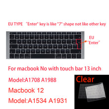 Load image into Gallery viewer, Keyboard Protectors For Apple Macbook pro13/11Air 13/15 Retina12 inch silicone Keyboard cover
