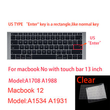 Load image into Gallery viewer, Keyboard Protectors For Apple Macbook pro13/11Air 13/15 Retina12 inch silicone Keyboard cover
