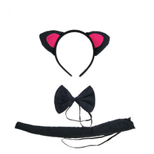 Load image into Gallery viewer, Halloween party cosplay black white pink cat ear headband hairband  gloves performance stage dance wear costume
