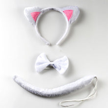 Load image into Gallery viewer, Halloween party cosplay black white pink cat ear headband hairband  gloves performance stage dance wear costume
