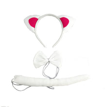 Load image into Gallery viewer, Halloween party cosplay black white pink cat ear headband hairband  gloves performance stage dance wear costume
