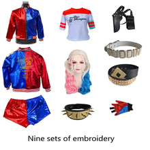 Load image into Gallery viewer, Kids Girls Suicide Harley cosplay Costumes Squad Quinn Monster Jacket Pants Sets Christmas Kids Girls New Year Party Clothes
