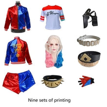 Load image into Gallery viewer, Kids Girls Suicide Harley cosplay Costumes Squad Quinn Monster Jacket Pants Sets Christmas Kids Girls New Year Party Clothes
