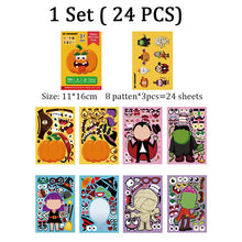 Load image into Gallery viewer, Kids Stickers Make A Face Puzzle Game Halloween Decal DIY Craft Girl Boy Party Supplies School Reward Make Your Own Sticker Gift
