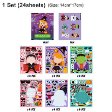 Load image into Gallery viewer, Kids Stickers Make A Face Puzzle Game Halloween Decal DIY Craft Girl Boy Party Supplies School Reward Make Your Own Sticker Gift
