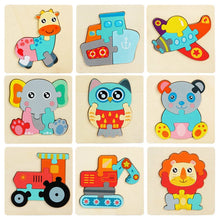 Load image into Gallery viewer, Kids Wooden Toys 3D Wood Puzzle Cartoon Animals Cognitive Jigsaw Puzzle Early Learning Educational Toys For Children Gift
