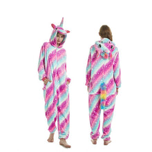 Load image into Gallery viewer, Women Unicorn Stitch Onesies Unisex Winter Christmas Pajamas Nightwear  Costumes Adults Flannel Sleepwear Pyjama
