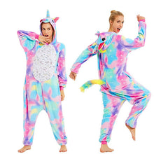 Load image into Gallery viewer, Women Unicorn Stitch Onesies Unisex Winter Christmas Pajamas Nightwear  Costumes Adults Flannel Sleepwear Pyjama
